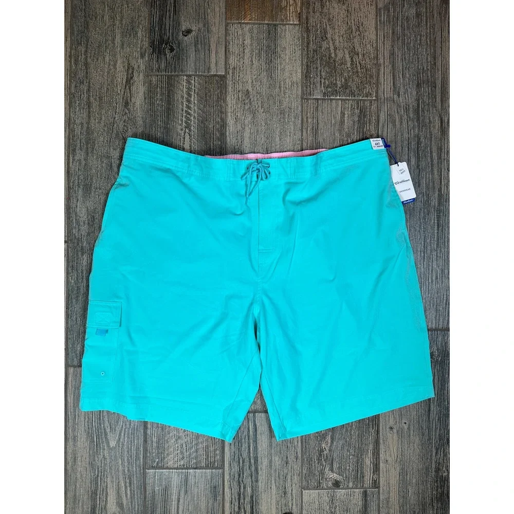Caribbean Roundtree Yorke 4XT Tall Man Swim Trunks‎ Board Shorts Turquoise NWT